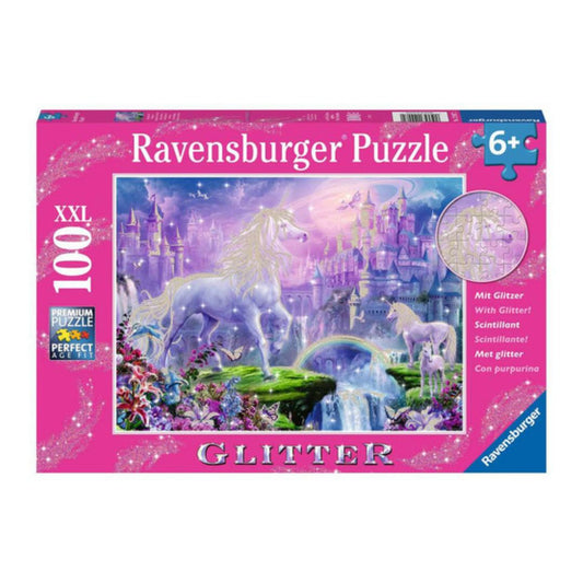 12907 Ravensburger - Regno unicorno - Puzzle Glitter XXL - 100 pezzi