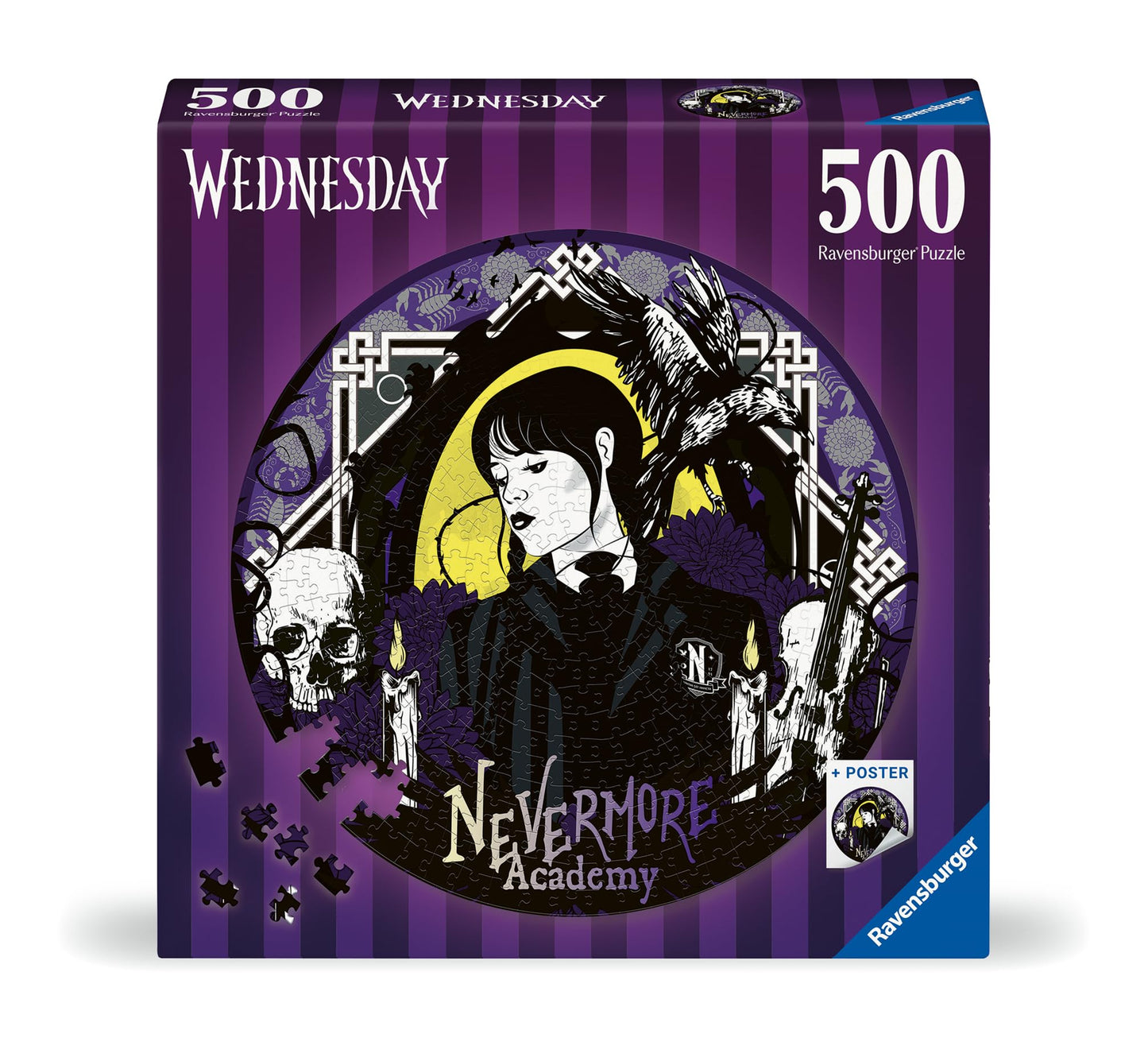 17573 Ravensburger - Mercoledì Addams - Puzzle rotondo 500 pezzi