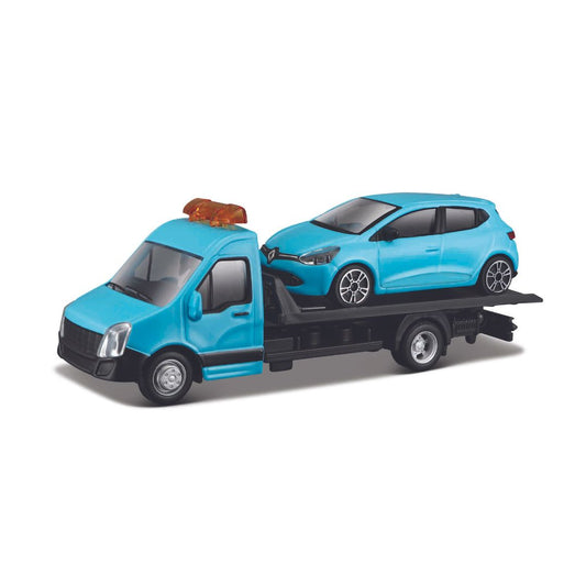 18-31401 Bburago Street Fire - Carro attrezzi + Renault Clio azzurra