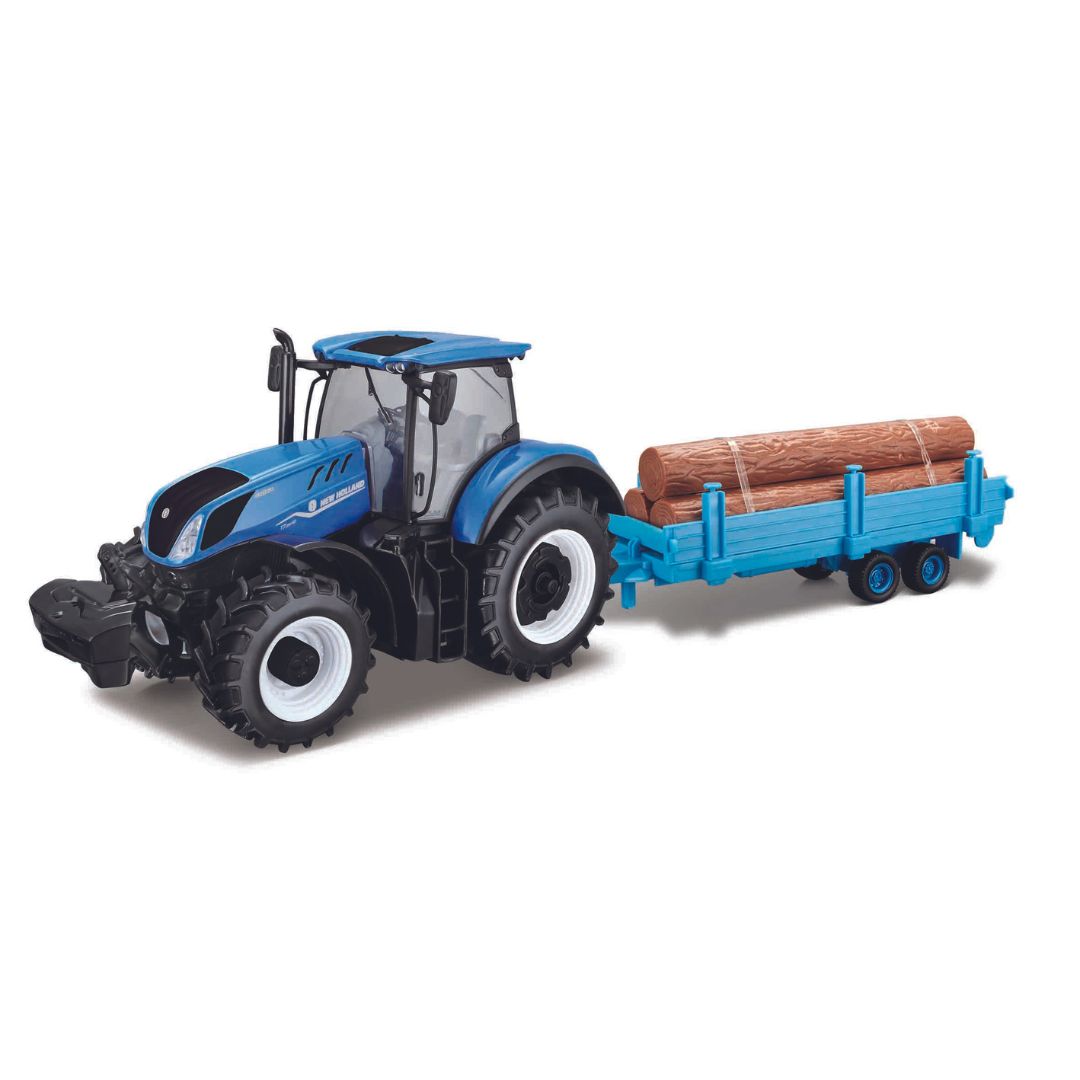 18-44068 Bburago - New Holland T7.315 HD, trattore trasporto tronchi - 1:32