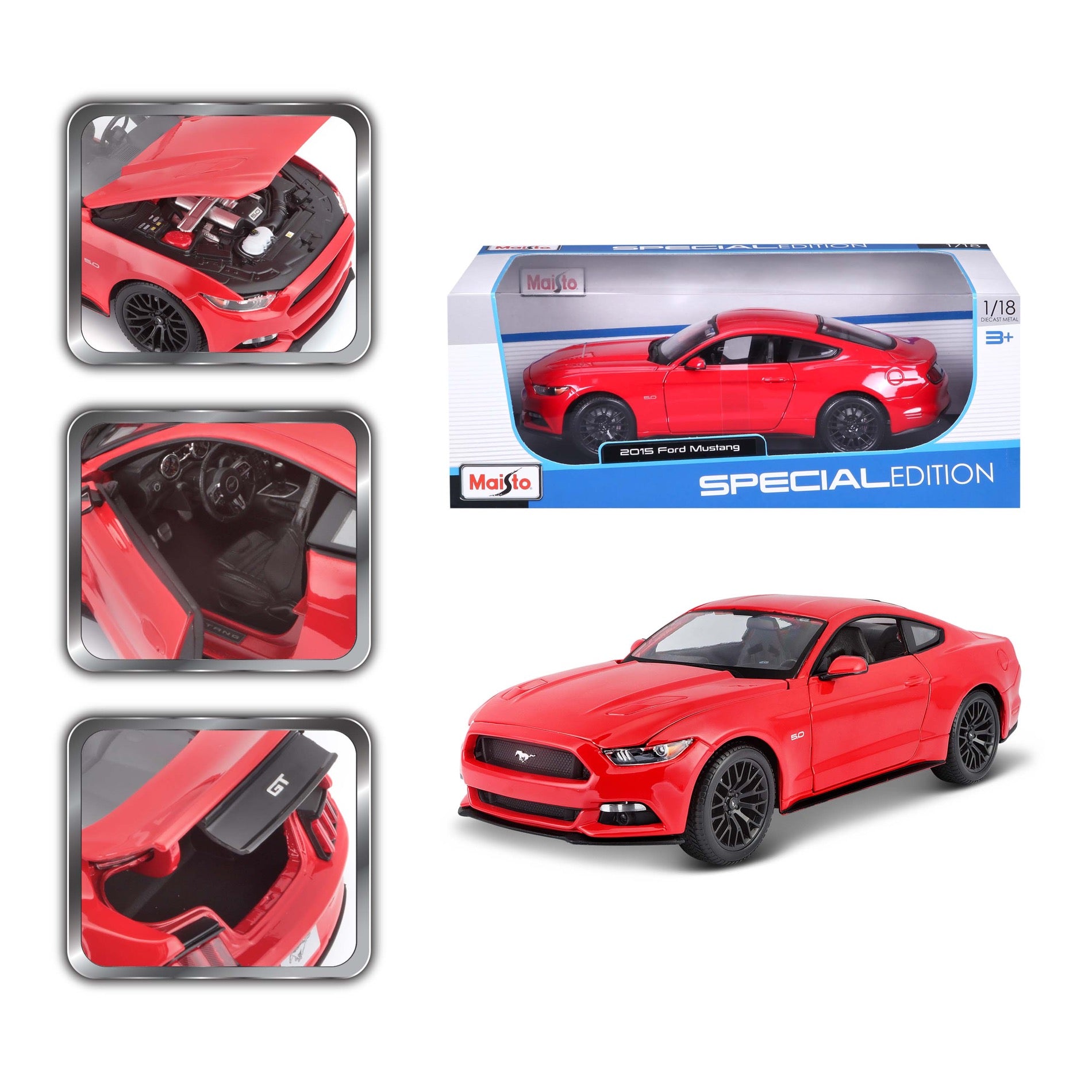 10-31197 RD Bburago Maisto - Ford Mustang (2015), rossa - Scala 1:18