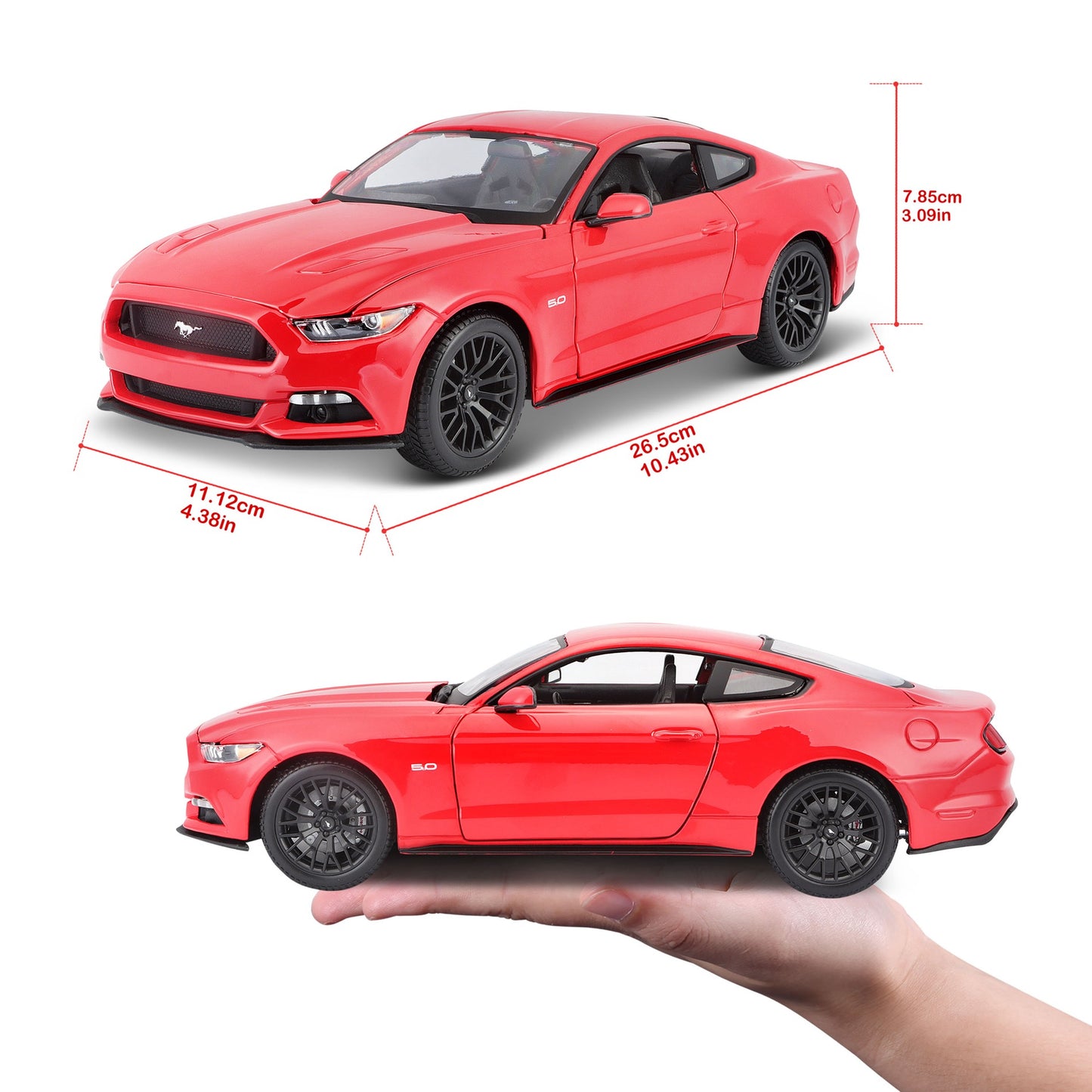 10-31197 RD Bburago Maisto - Ford Mustang (2015), rossa - Scala 1:18
