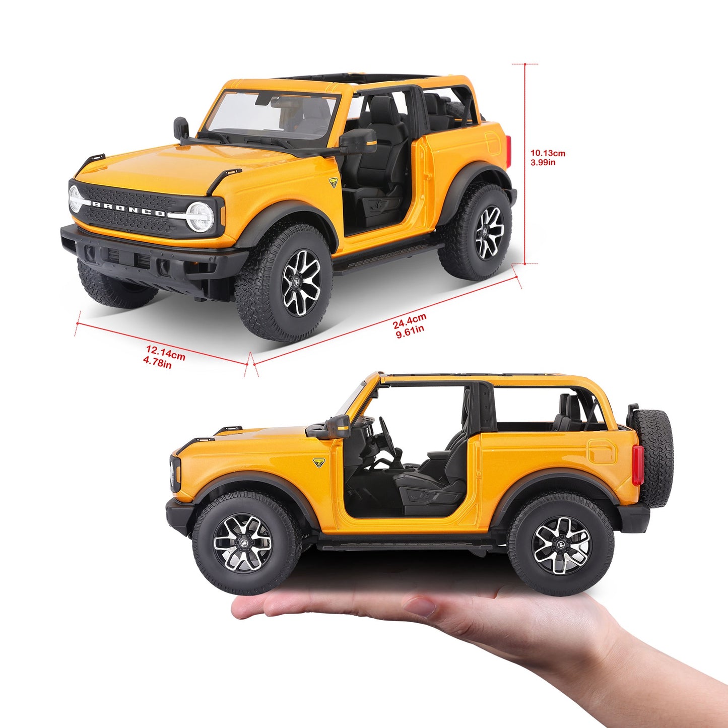 31457 Bburago Maisto - Ford Bronco Badlands 2021 (no door), arancione