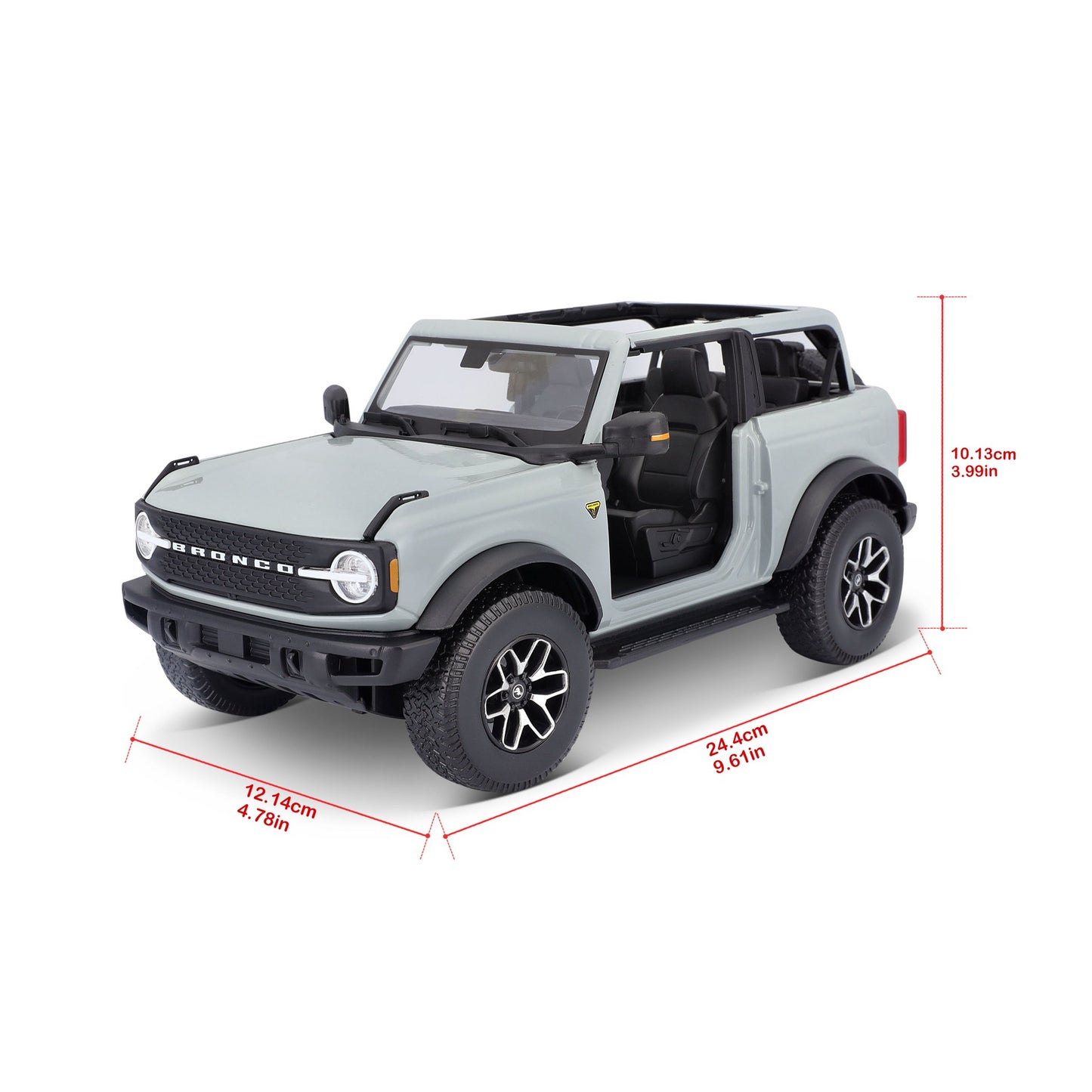 10-31457 Bburago Maisto - Ford Bronco Badlands 2021 (no door), grigia