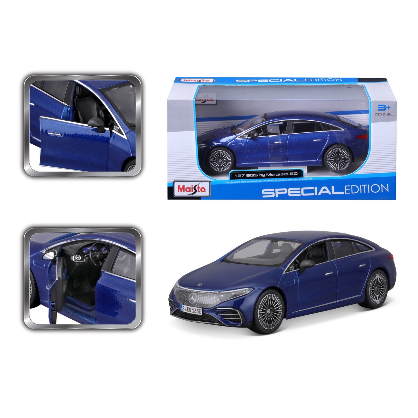 10-2902 BU Bburago Maisto - Mercedes-Benz EQS (2022), blu - Scala 1:24