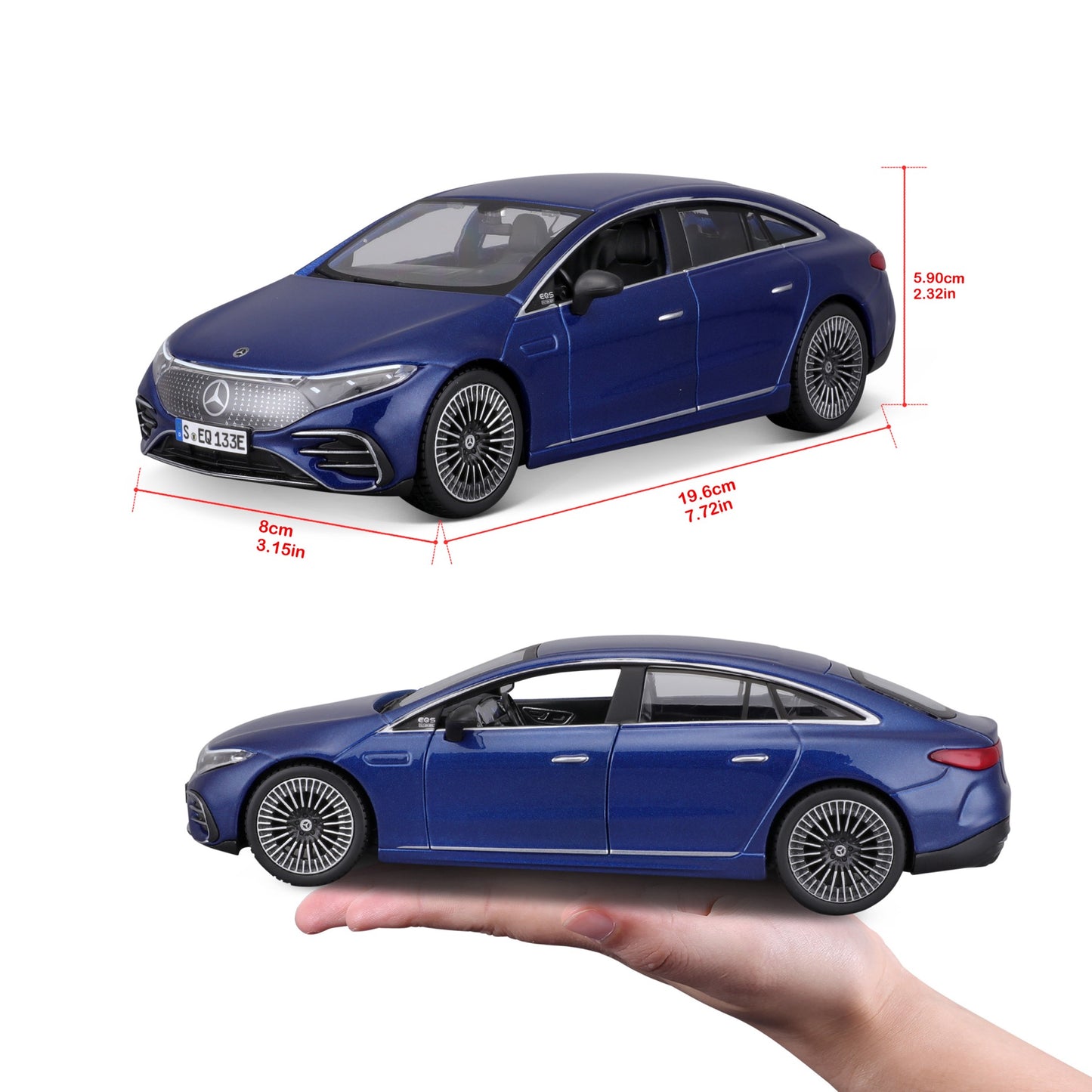10-2902 BU Bburago Maisto - Mercedes-Benz EQS (2022), blu - Scala 1:24