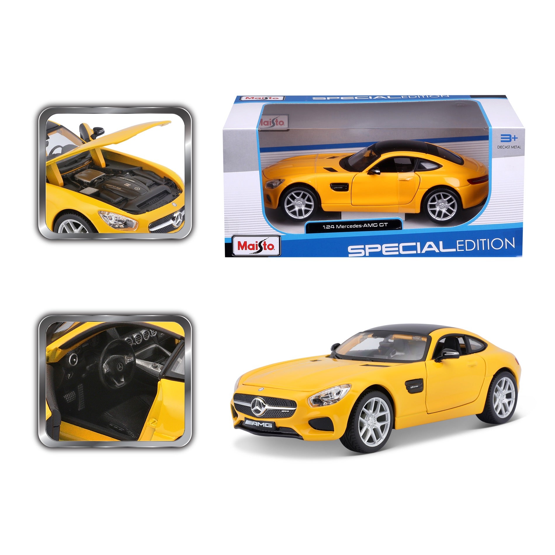 10-31134 Bburago Maisto - Mercedes-Benz AMG GT, gialla - Scala 1:24