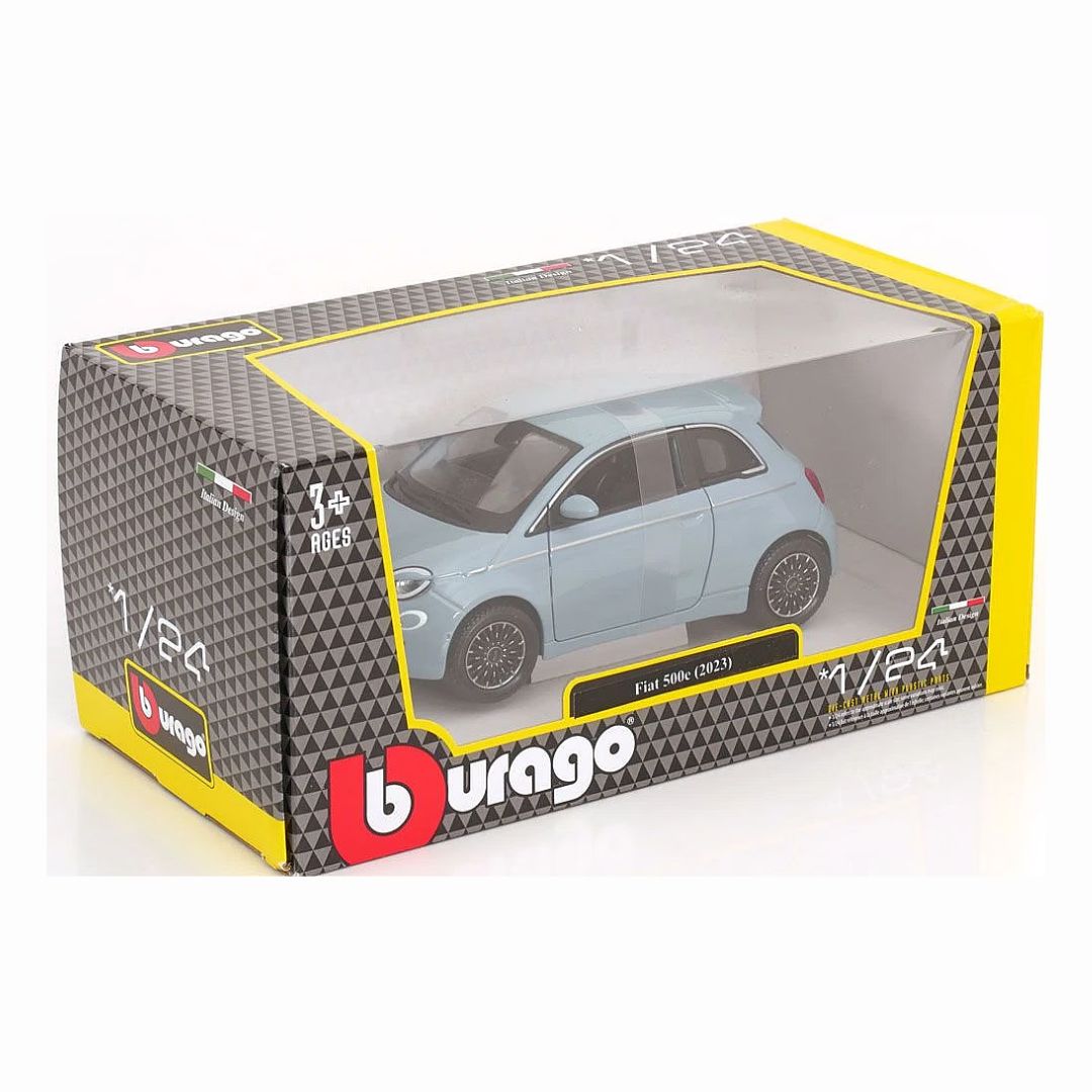 18-21110 Bburago - Fiat 500e (2023), celeste - Scala 1:24