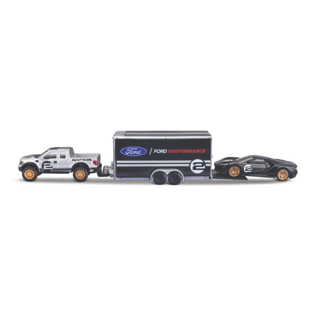 11404-4 Bburago Maisto - Team Hauler: 2 Ford + rimorchio auto - 1:64