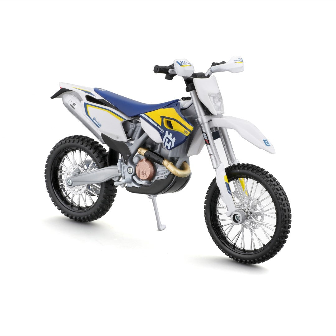 20-16921 Bburago Maisto - Husqvarna FE 501, blu e bianca - Scala 1:12