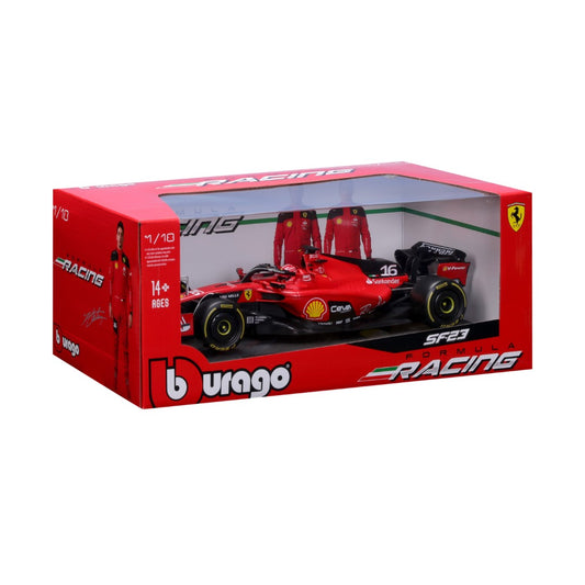 18-16812 Bburago Ferrari Racing F1 Ferrari SF-23, con casco #16 Leclerc -  1:18