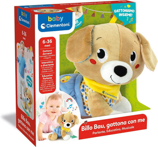 17986 Clementoni Baby Billo Bau Gattona con Me  Peluche Interattivo Educativo