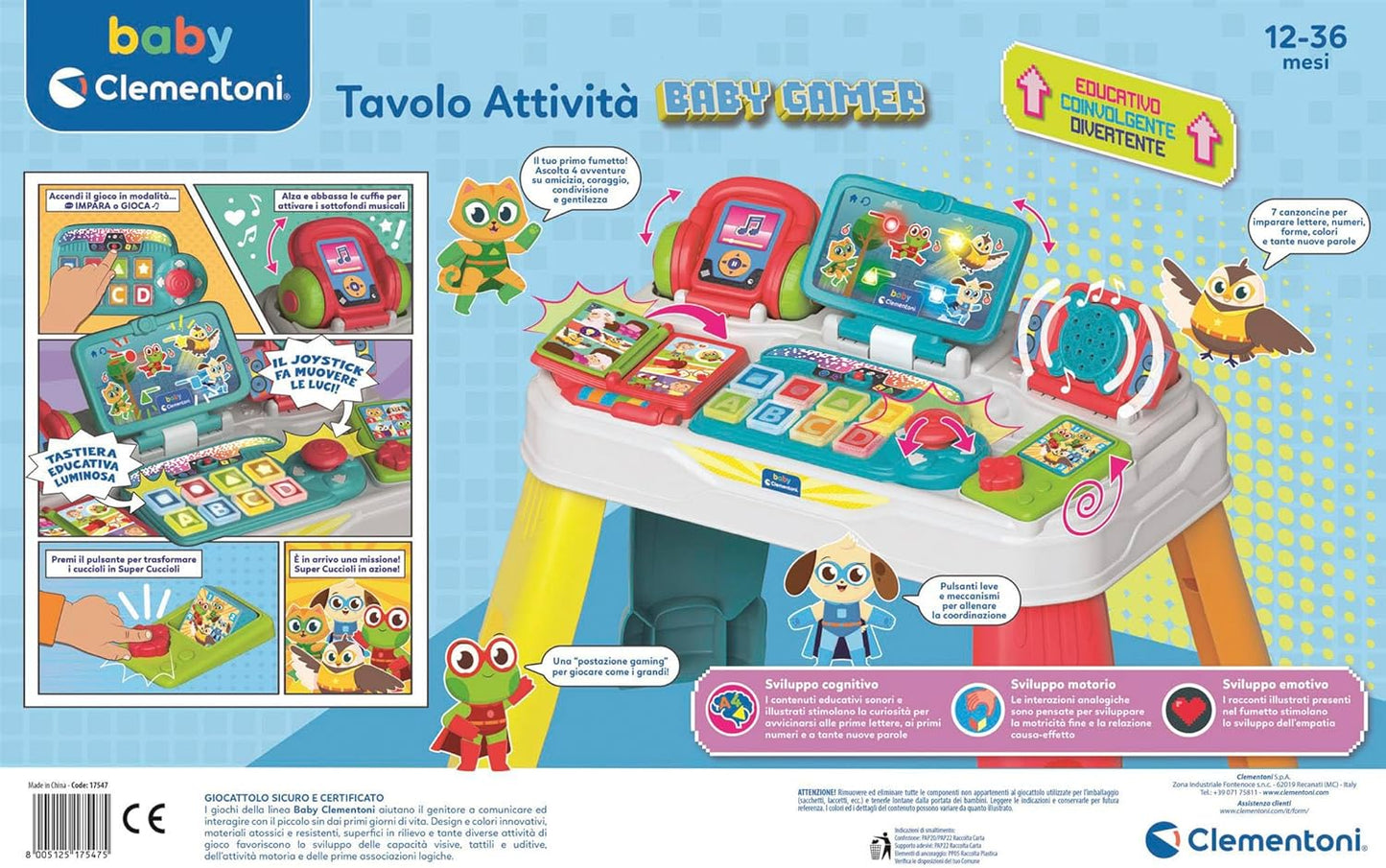 17547.5 Clementoni Tavolo Attività Baby Gamer  Postazione Gaming Interattiva