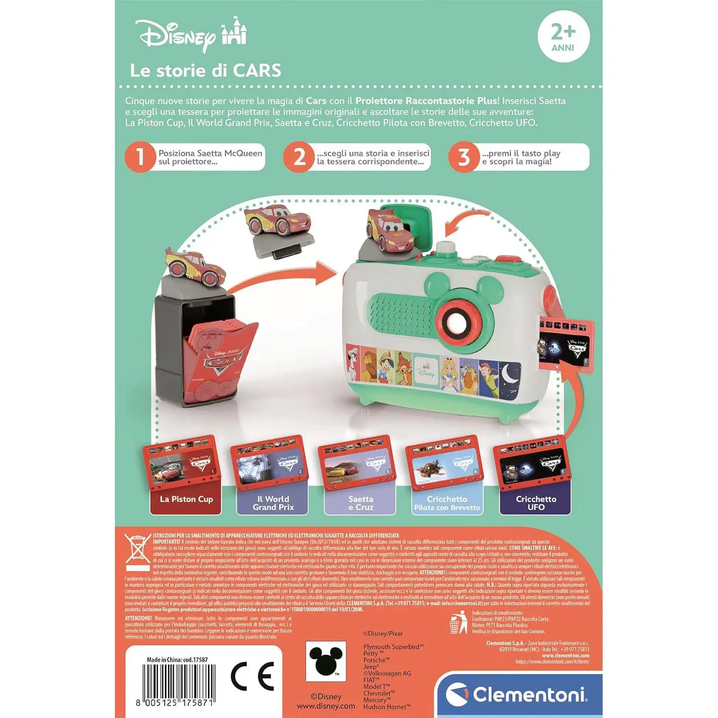 Clementoni Disney CarsSet 5 Storie Saetta McQueen per Proiettore Raccontastorie