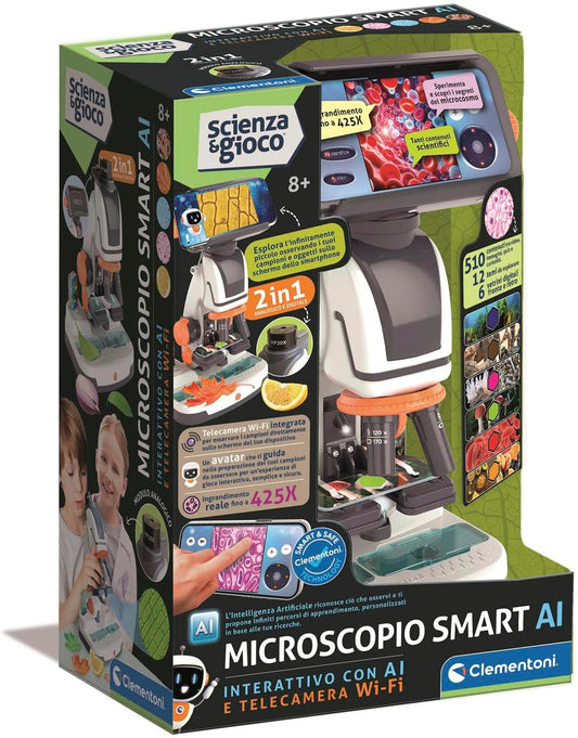 Clementoni Microscopio Smart AI 2in1 con Telecamera Wi-Fi | Microscopio Digitale