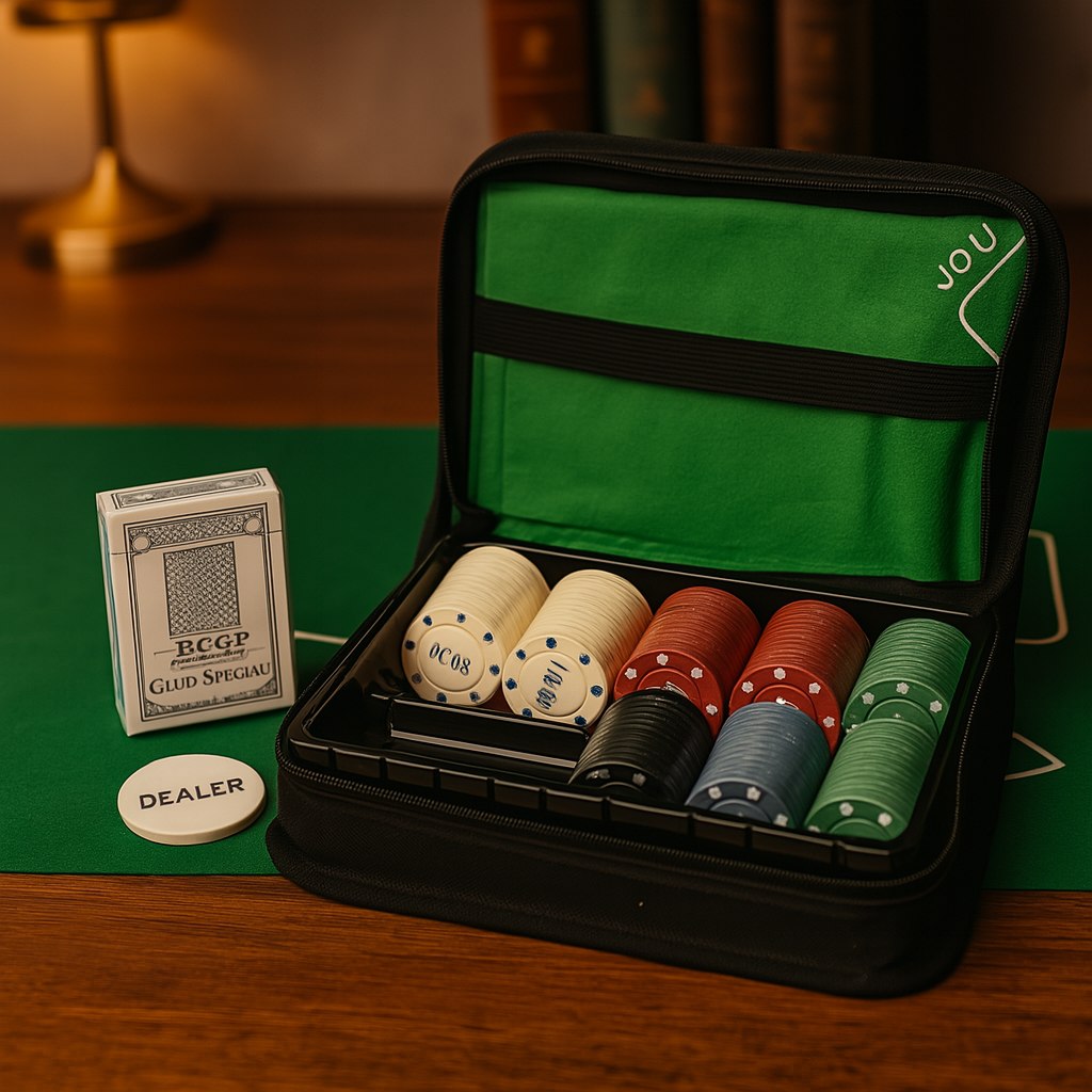 2S DM121 Set Casinò da Viaggio con Borsetta  150 Gettoni, Carte e Tappeto