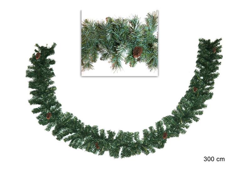 Ghirlanda Natalizia Siberiana 300 cm con Pigne | Decorazione Verde per Natale