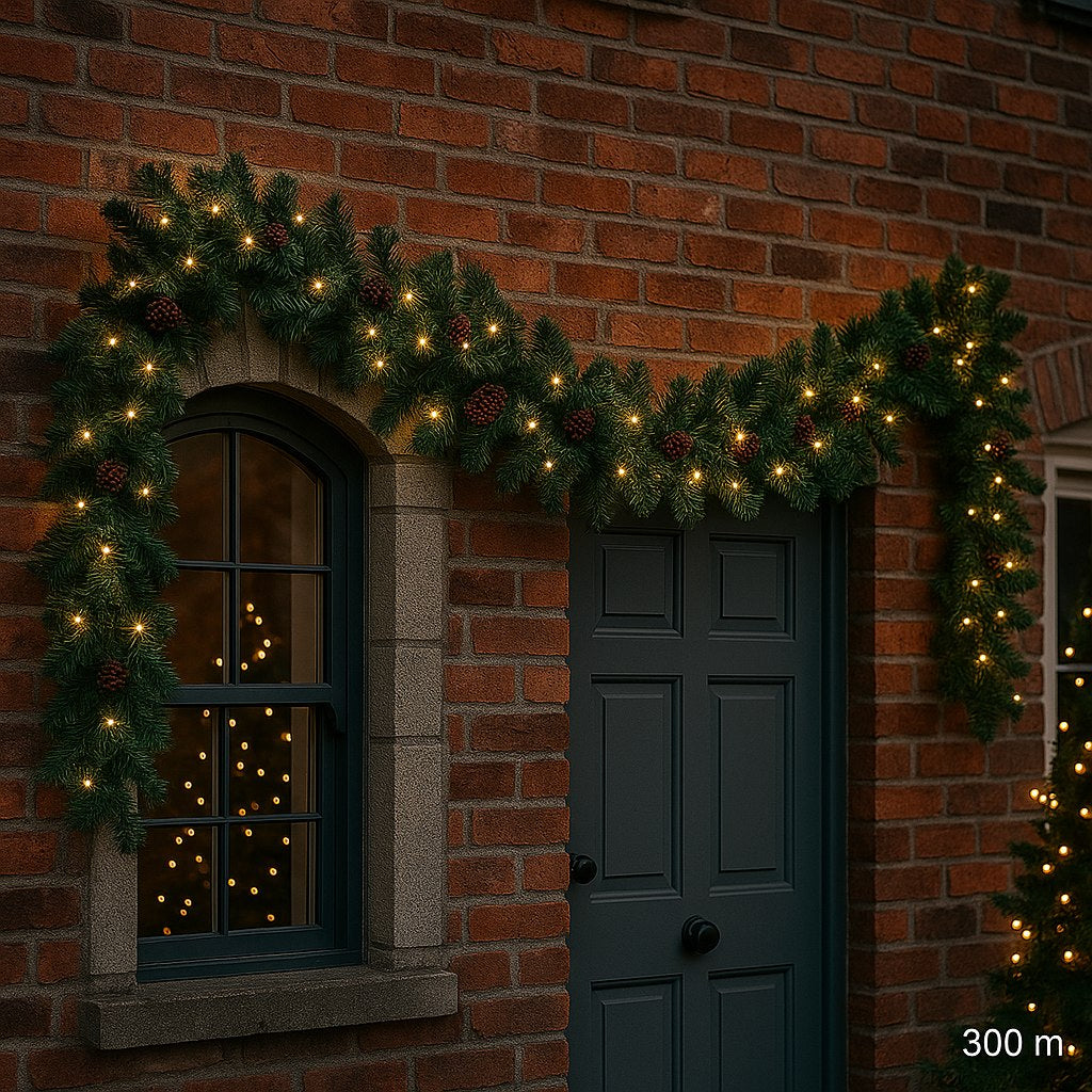 Ghirlanda Natalizia Siberiana 300 cm con Pigne | Decorazione Verde per Natale