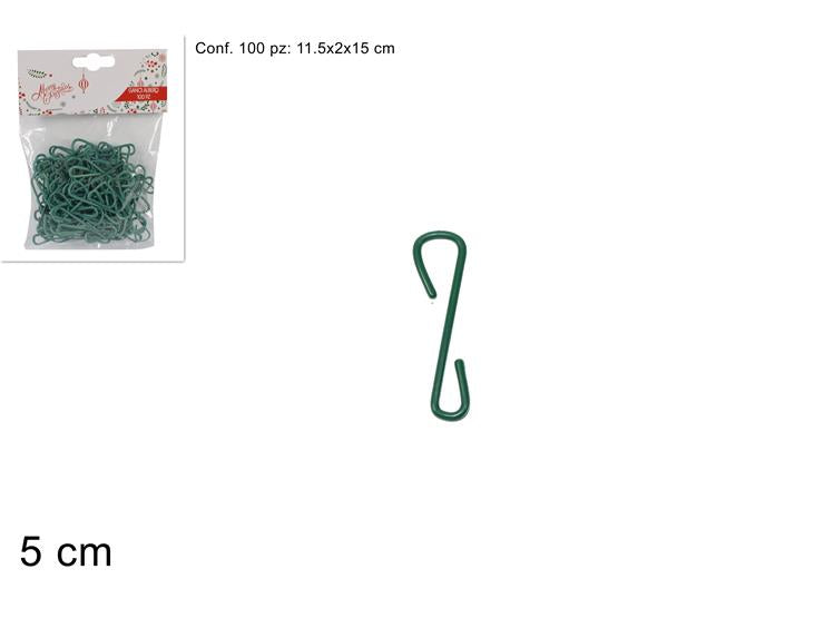 1A100G258/2S 100 Pezzi Ganci in Plastica Verdi per  decorare  l albero di Natale