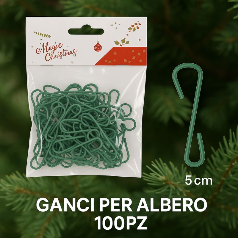 1A100G258/2S 100 Pezzi Ganci in Plastica Verdi per  decorare  l albero di Natale