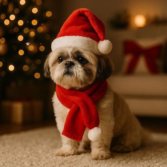 2S Cappellino e Sciarpa Babbo Natale per Cane  Costume Natalizio Taglia H24
