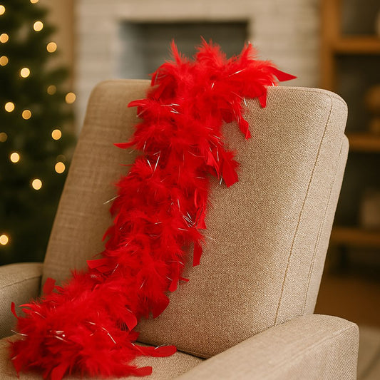 Sciarpa di Piume Rosse 40g | Boa Piumato Accessorio Costume e Festa