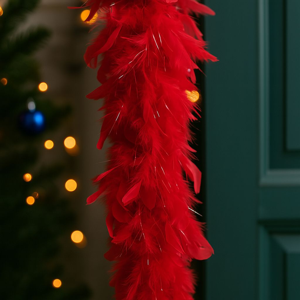 Sciarpa di Piume Rosse 40g | Boa Piumato Accessorio Costume e Festa