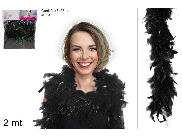 Sciarpa di Piume Nere 40g | Boa Piumato Elegante per Costumi e Feste