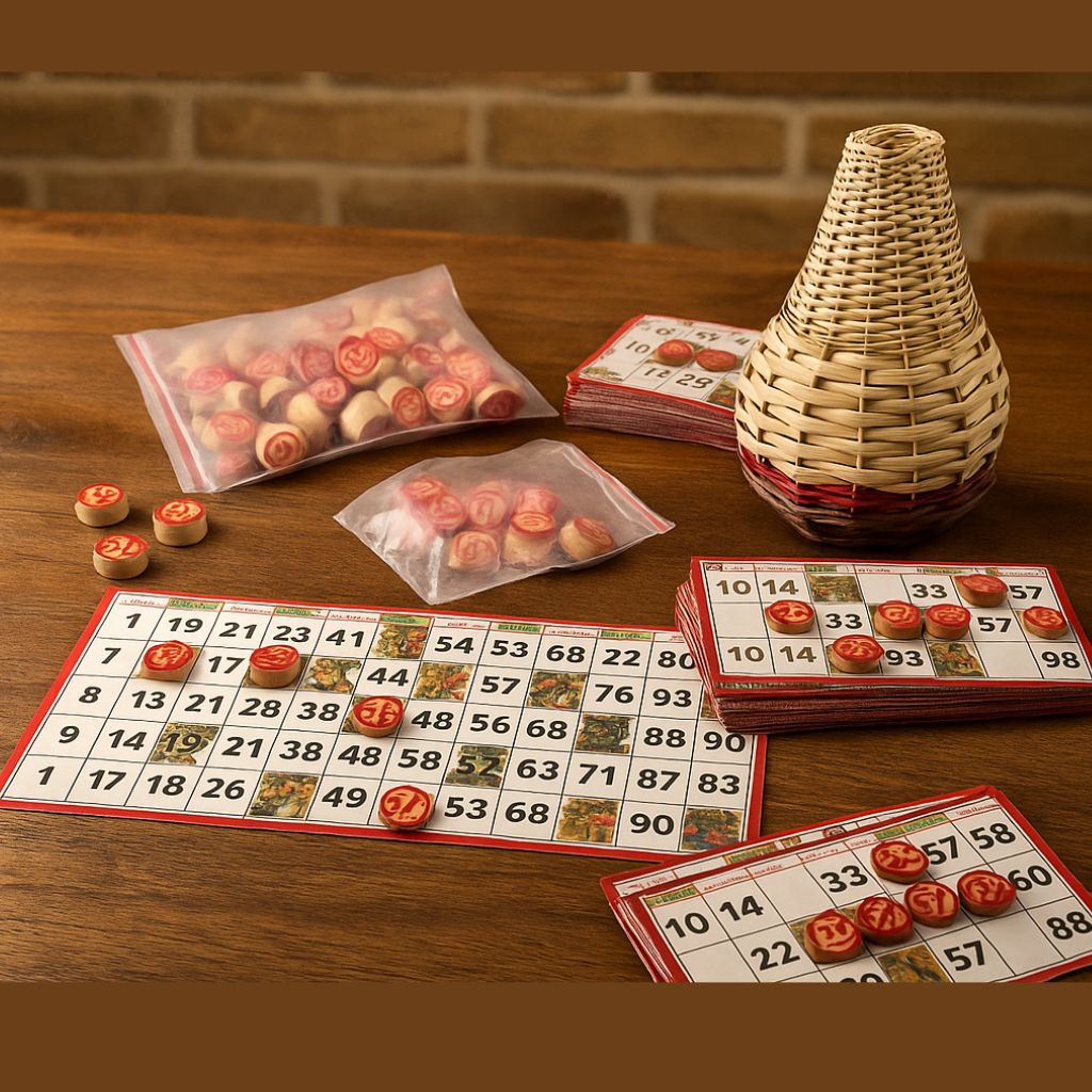 Tombola Napoletana Classica Gioco da Tavolo Tradizionale  48 Cartelle e Cestello