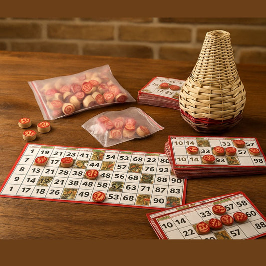 Tombola Napoletana Classica Gioco da Tavolo Tradizionale  48 Cartelle e Cestello