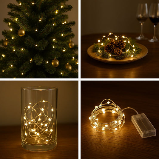Filo 10 MicroLED Bianco Caldo a Batteria  Luce Decorativa DD20210002