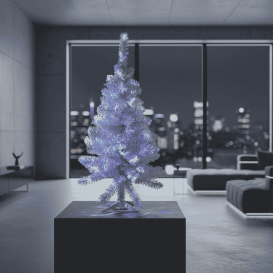 Albero di Natale Bianco 60 cm  Mini Abete Natalizio con 60 Punte, Base Inclusa