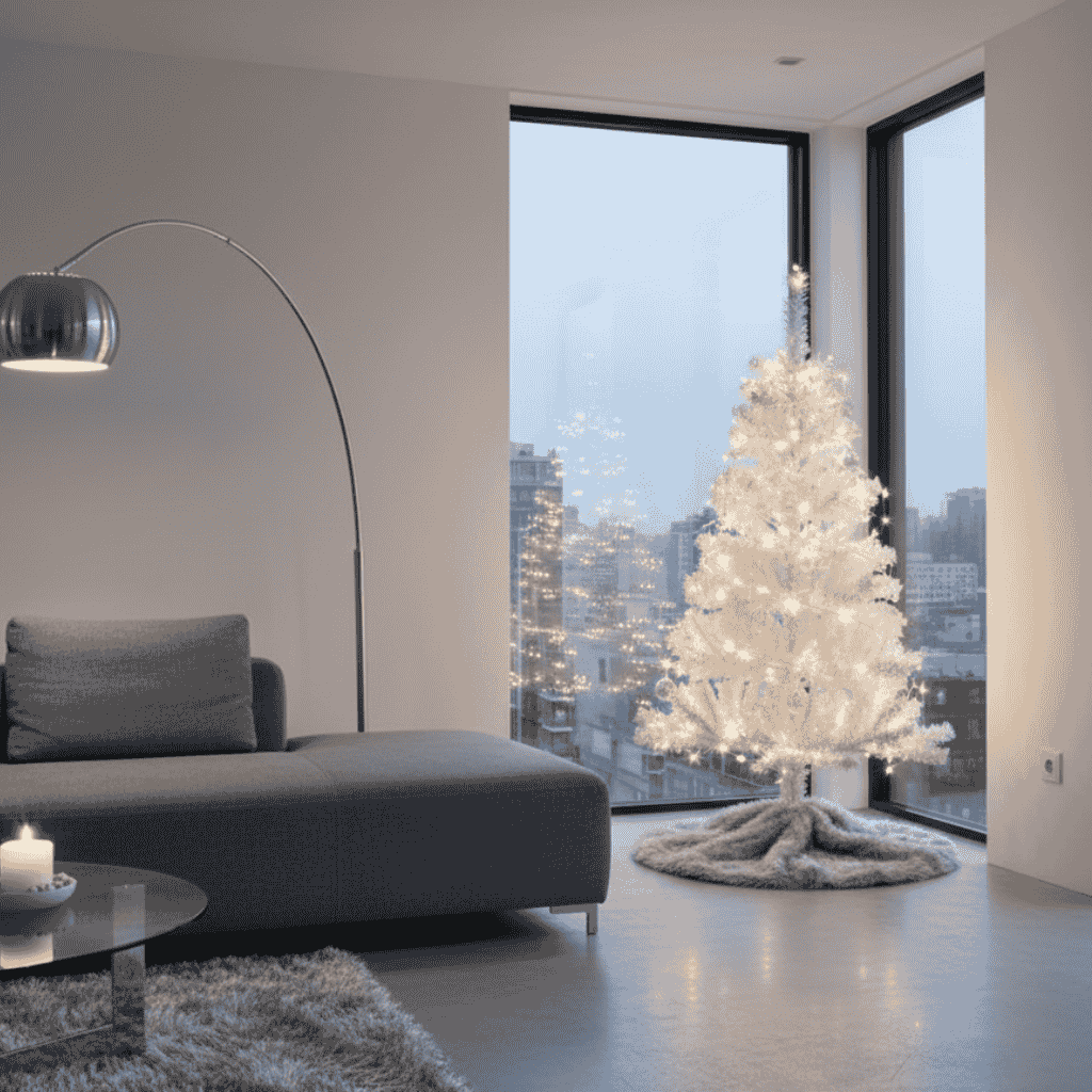 Albero di Natale Bianco 60 cm  Mini Abete Natalizio con 60 Punte, Base Inclusa