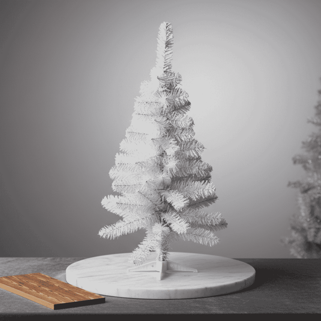 Albero di Natale Bianco 60 cm  Mini Abete Natalizio con 60 Punte, Base Inclusa