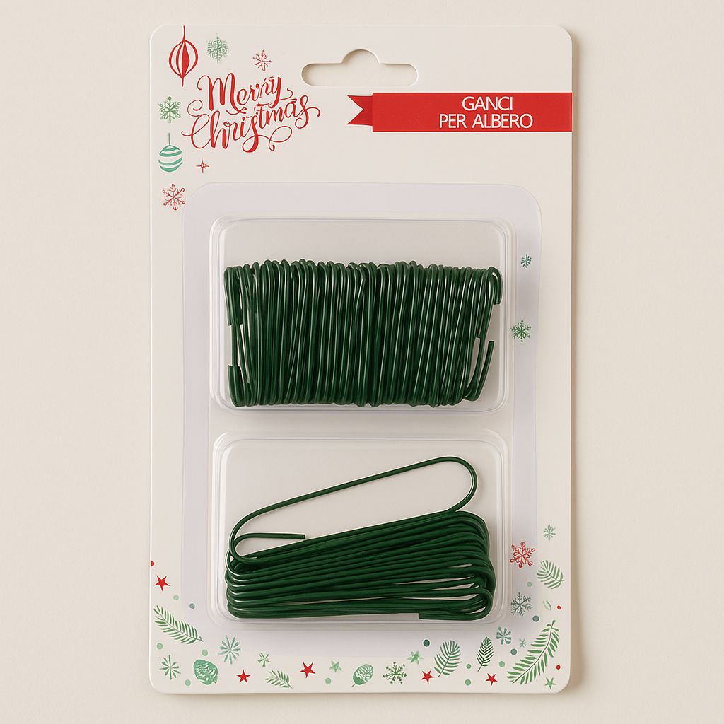 Ganci per Albero Natale 150 pz Verdi in metallo 3,8 cm e 6,3 cm  JM-14150G