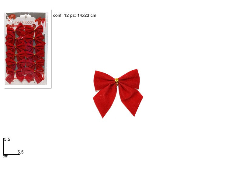 Fiocchi Natalizi Rossi 5,5 cm Set 12 pezzi JW51512/R per Albero, Pacchi, Addobbi