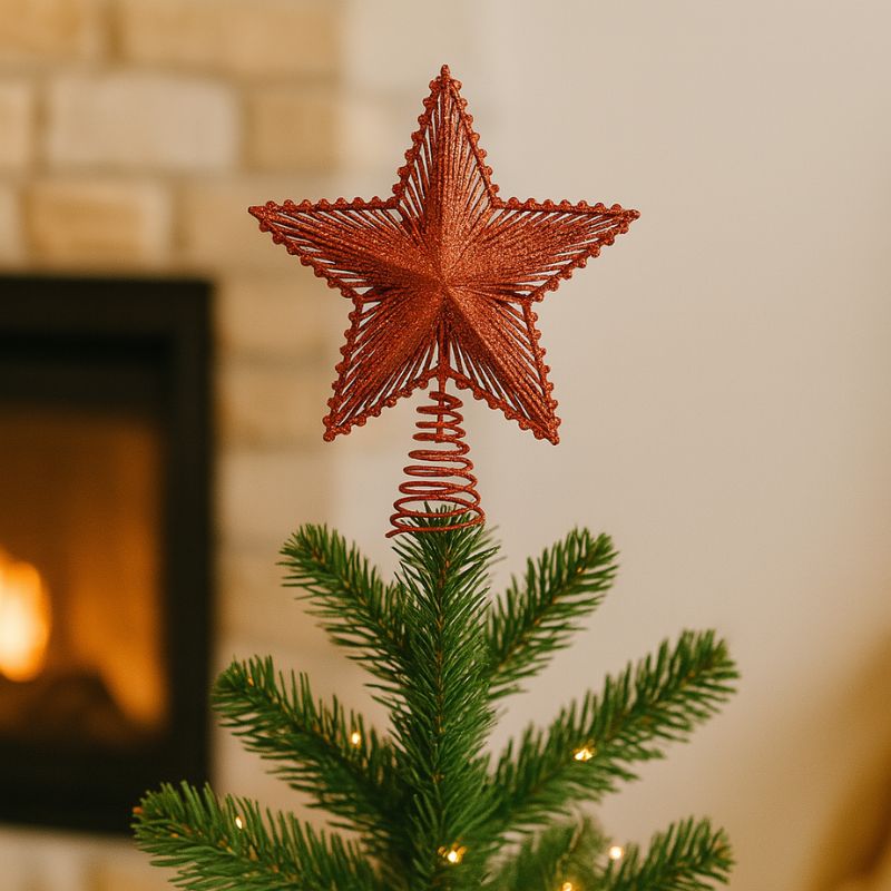 Puntale Stella Glitterata in PVC Rosso Decorazione Albero di Natale  SXP171850/R