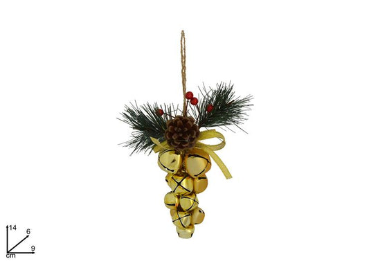 Grappolo di Campanelli in Metallo Oro Decorazione Natalizia Elegante 788834/G