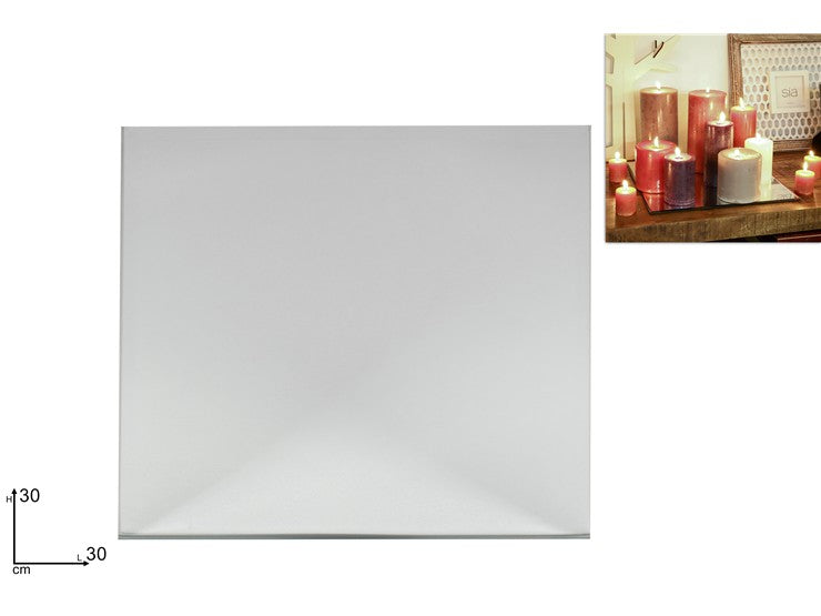 Specchio Decorativo Quadrato 30 cm  Base per Candele e Composizioni Natalizie