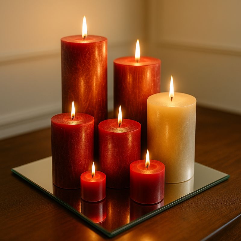 Specchio Decorativo Quadrato 30 cm  Base per Candele e Composizioni Natalizie