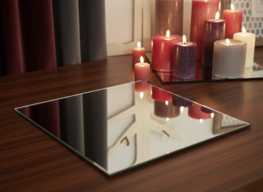 Specchio Decorativo Quadrato 30 cm  Base per Candele e Composizioni Natalizie