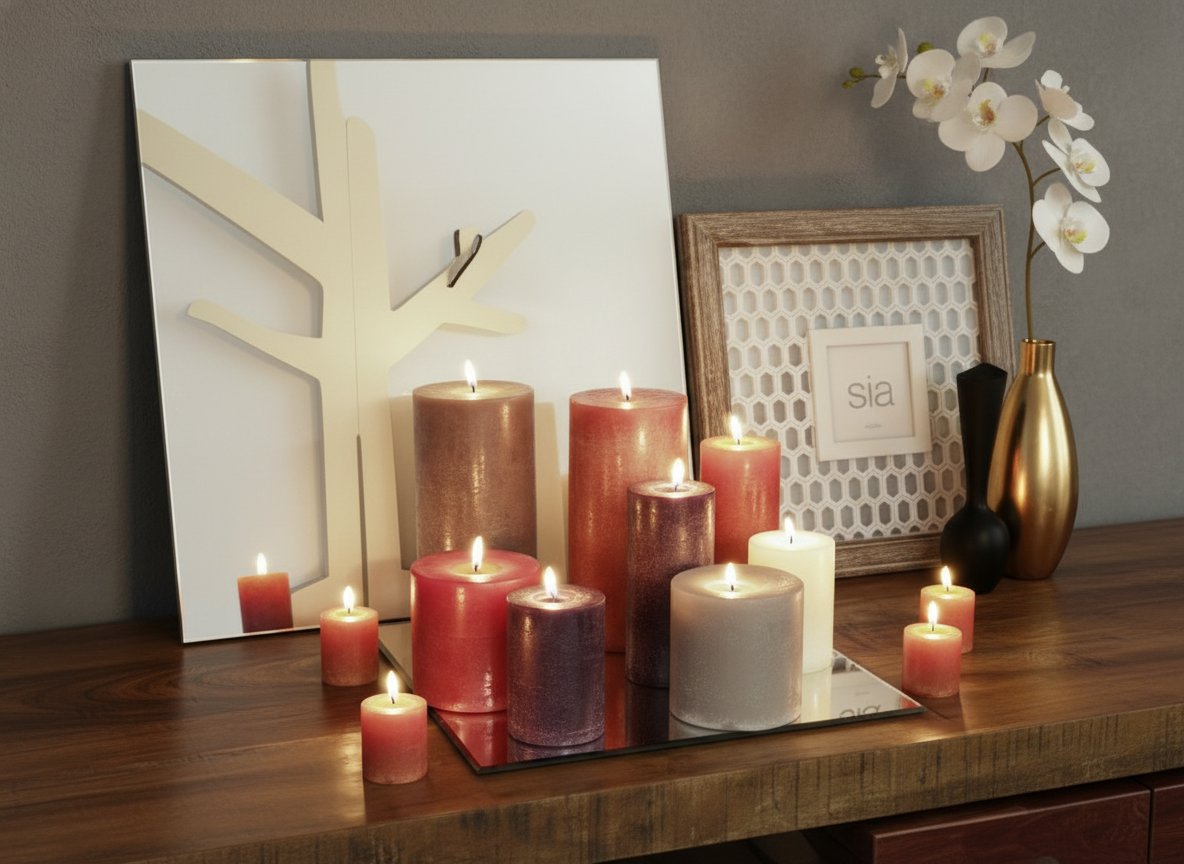 Specchio Decorativo Quadrato 30 cm  Base per Candele e Composizioni Natalizie