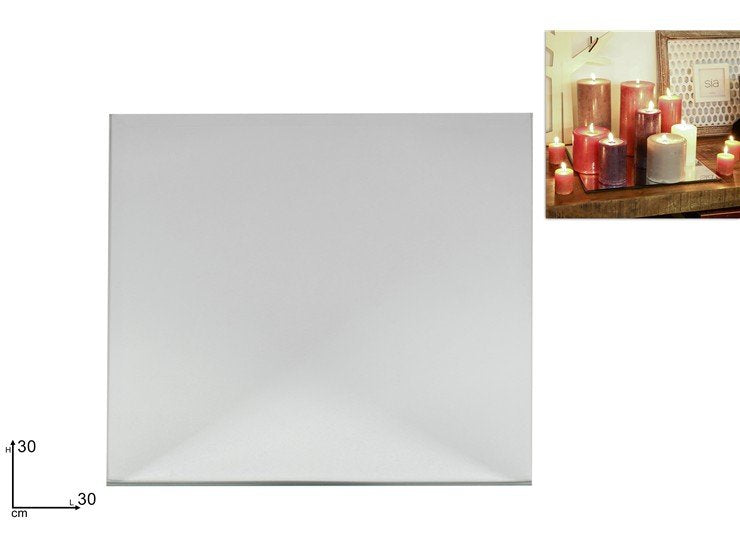 Specchio Decorativo Quadrato 30 cm  Base per Candele e Composizioni Natalizie