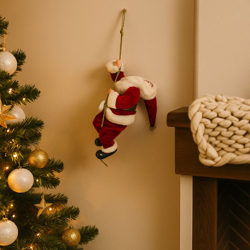 Babbo Natale con Corda 45 cm  Addobbo Natalizio da Appendere  YS19104