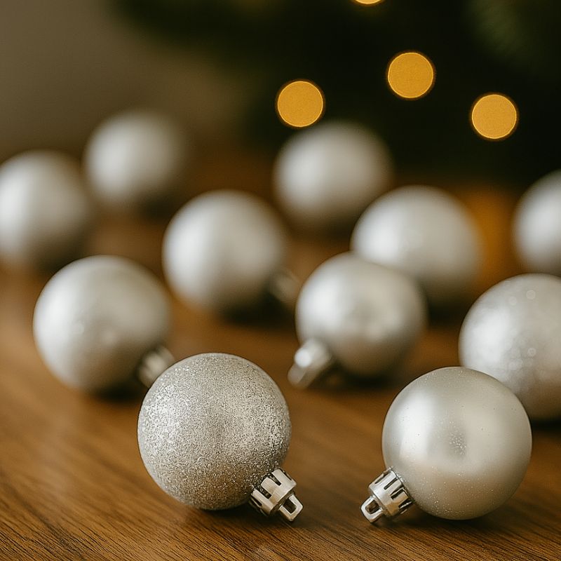 Set 24 Palle di Natale Silver Ø6 cm 4 Finiture  Box PVC 3A24E05G498/S