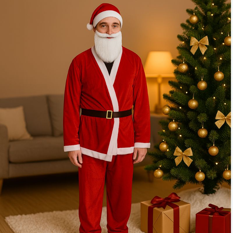 Vestito Babbo Natale Adulto in Velluto  Costume Natalizio Classico  HY20010
