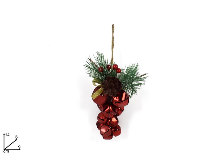 Grappolo di Campanelli in Metallo Rosso  Decorazione Natalizia  788834/RED