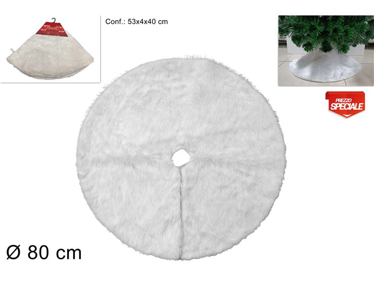 Tappeto Albero di Natale in Pelliccia Bianca Ø80 cm  Tree Skirt Elegante