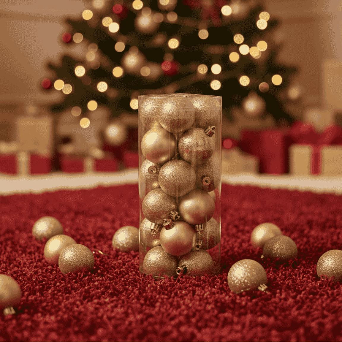 Palline di Natale Ø 6 cm Beige Scuro  Set 24 Pz in Box PVC 3A24E05G498/195