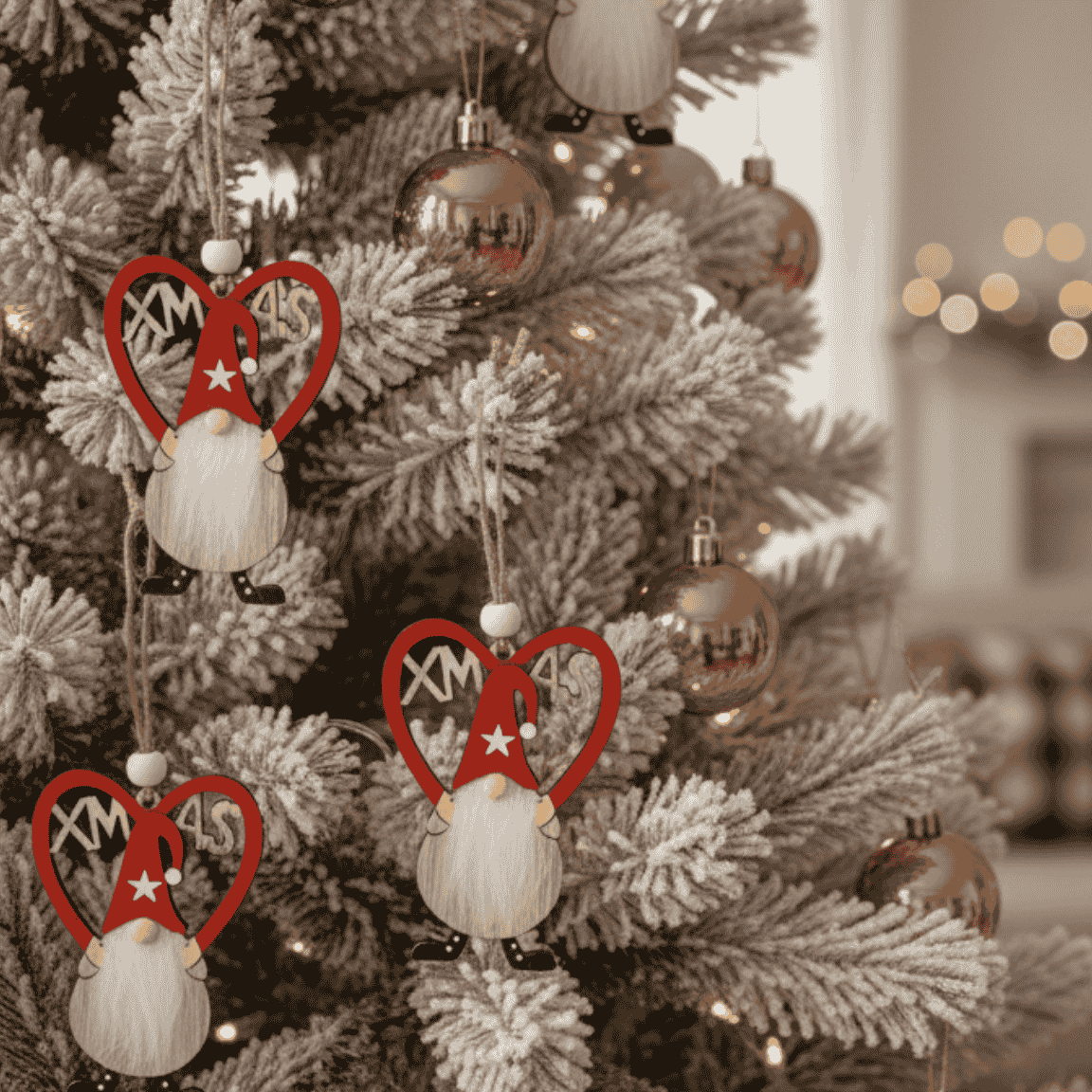 Appendini Gnomo di Natale con Cuore  Set 2 Pezzi SHY-W12874R/W